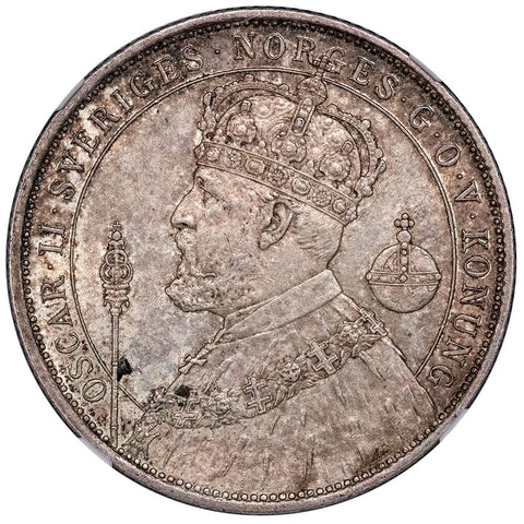 1897-EB Sweden Silver 2 Kronor KM.762 Silver Jubilee - NGC MS 61
