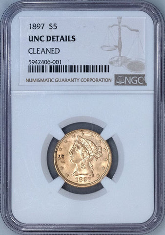 1897 $5 Liberty Head Gold Coin - NGC Uncirculated Details