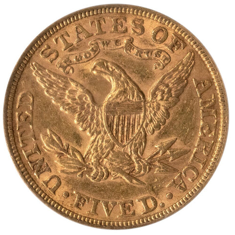 1897 $5 Gold Liberty Head - ANACS AU 53 - About Uncirculated