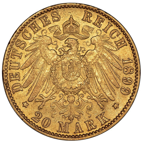 1899-J German States, Hamburg Gold 20 Marks KM. 618 - About Uncirculated