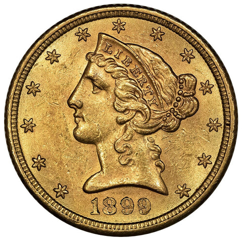 1899-S $5 Liberty Head Gold Coin - Brilliant Uncirculated