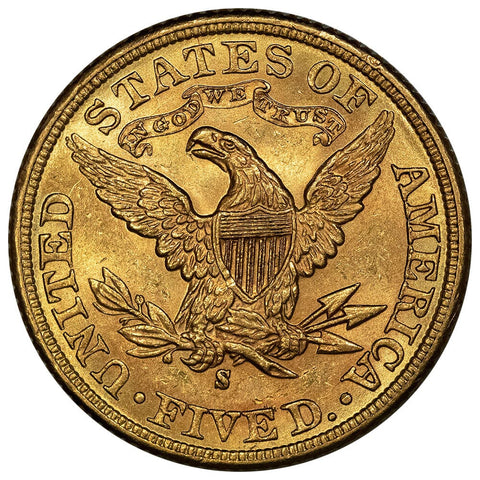 1899-S $5 Liberty Head Gold Coin - Brilliant Uncirculated