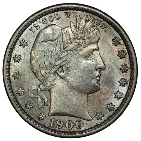 1900 Barber Quarter - Pretty and Lustrous, About Uncirculated