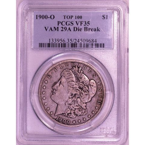 1900-O Morgan Dollar VAM 29A Die Break - PCGS VF 35 - Choice Very Fine