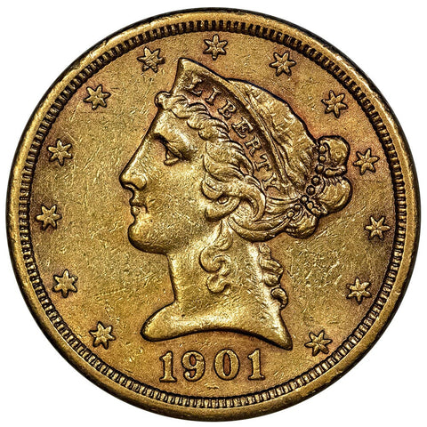 1901-S $5 Liberty Head Gold - Extremely Fine