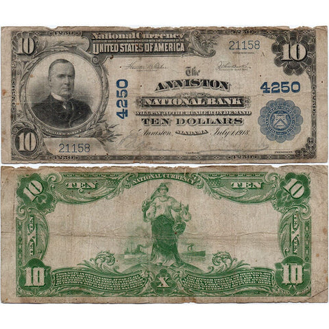 1902 PB $10 The Anniston National Bank, AL Charter 4250 - Very Good