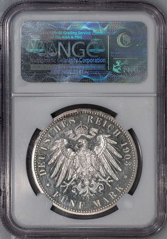 Proof 1903-A German States, Saxe-Weimar-Eisenach Silver 5 Marks KM.218 - NGC PF 63