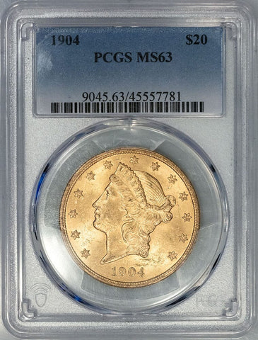 1904 $20 Liberty Double Eagle Gold Coin - PCGS MS 63 - Choice Uncirculated