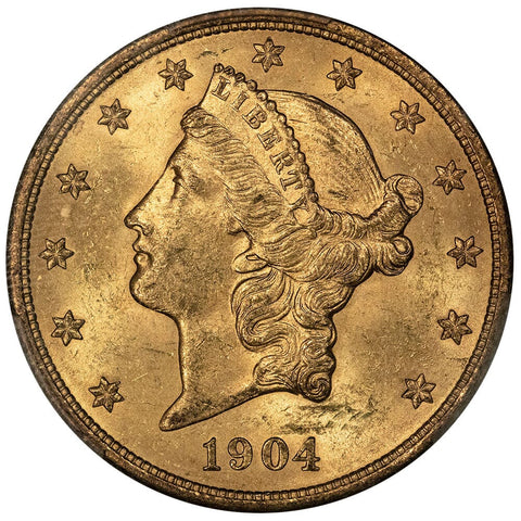 1904 $20 Liberty Double Eagle Gold Coin - PCGS MS 63 - Choice Uncirculated