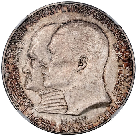 Proof 1904 German States, Hesse-Darmstadt Silver 5 Marks KM.373 - NGC PF 64 (Mintage: 700)