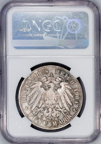 Proof 1904 German States, Hesse-Darmstadt Silver 5 Marks KM.373 - NGC PF 64 (Mintage: 700)