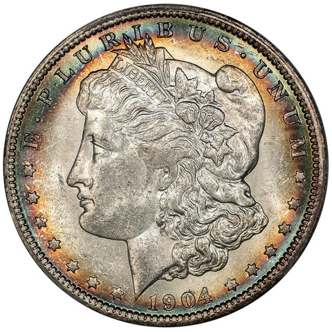 1904-O Morgan Dollar - PCGS MS 61 - Pretty Obverse & Reverse Rainbow