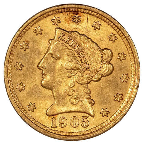 1905 $2.5 Liberty Gold Coin - Uncirculated Detail (Ex-Jewelry)