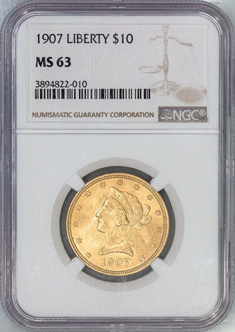 1907 $10 Liberty Gold Eagle - NGC MS 63 - Choice Uncirculated