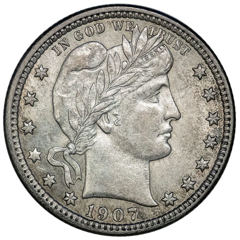 1907 Barber Quarter - Very Choice About Uncirculated