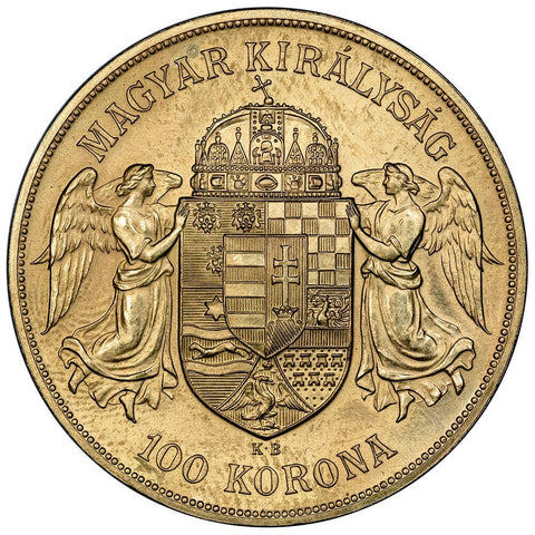 1908 "Restrike" Hungary 100 Korona Gold Coins KM. 491 - Gem Uncirculated
