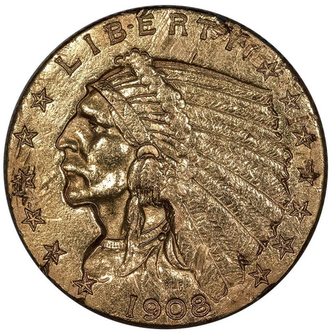 1908 $2.5 Indian Quarter Eagle Gold Coin - XF Details (Ex-Jewelry/Damage)
