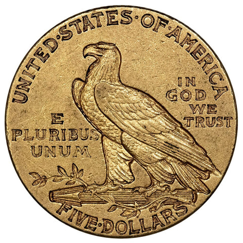 1908 $5 Indian Half Eagle Gold Coin - About Uncirculated