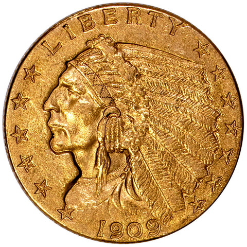 1909 $2.5 Indian Quarter Eagle Gold Coin - About Uncirculated