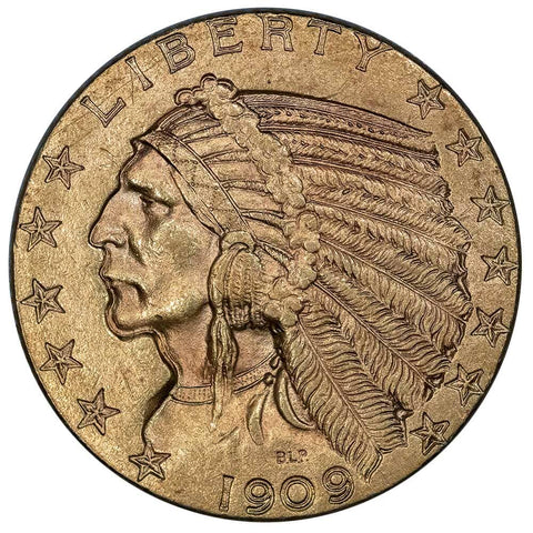 1909-D $5 Indian Half Eagle Gold Coin - About Uncirculated+