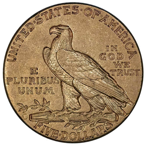 1909-D $5 Indian Half Eagle Gold Coin - About Uncirculated