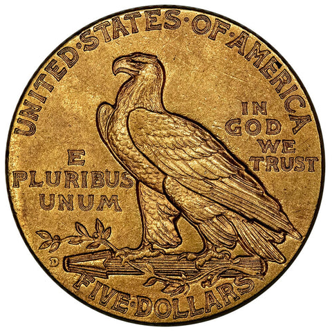 1909-D $5 Indian Half Eagle Gold Coin - About Uncirculated
