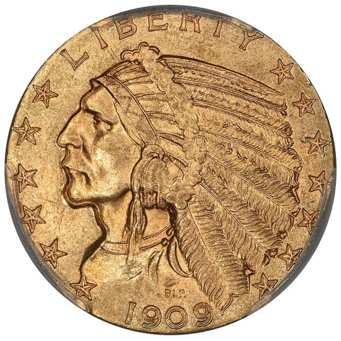 1909-D $5 Indian Half Eagle Gold Coin - PCGS MS 64 - Choice Uncirculated