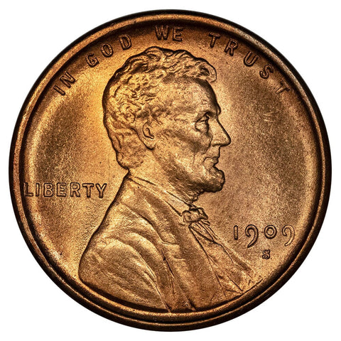 1909-S Lincoln Wheat Cent - Semi-Key Date - Brilliant Uncirculated Red