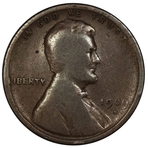 1909-S Lincoln Wheat Cent - Semi-Key Date - Good+
