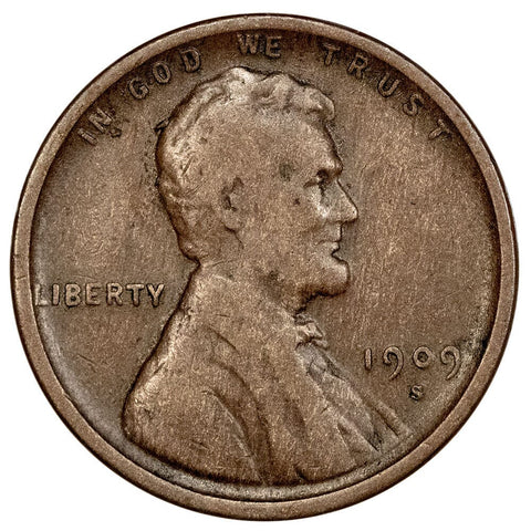1909-S Lincoln Wheat Cent - Semi-Key Date - Very Good+