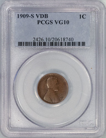 1909-S VDB Lincoln Wheat Cent - Key Date - PCGS VG 10
