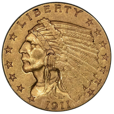 1911 $2.5 Indian Quarter Eagle Gold Coin - About Uncirculated