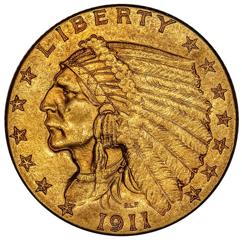 1911 $2.5 Indian Quarter Eagle Gold Coin - About Uncirculated+