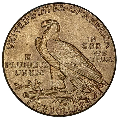 1911 $5 Indian Half Eagle Gold Coin - About Uncirculated