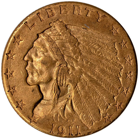 1911 $2.5 Indian Quarter Eagle Gold Coin - About Uncirculated