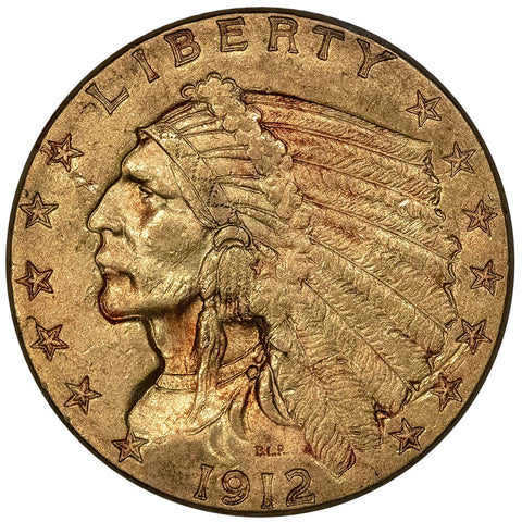 1912 $2.5 Indian Quarter Eagle Gold Coin - About Uncirculated