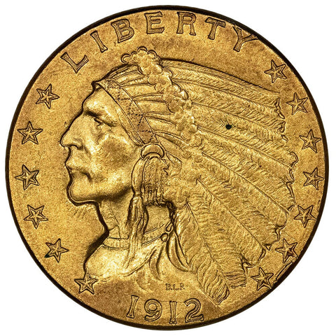 1912 $2.5 Indian Gold Coin - About Uncirculated+