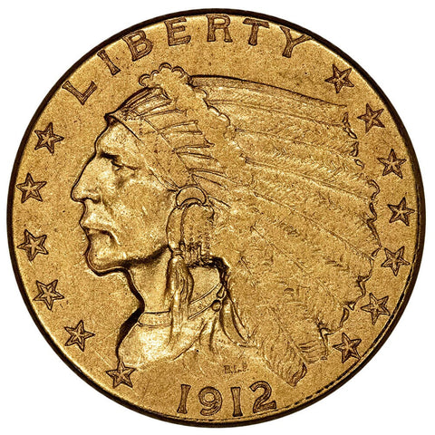 1912 $2.5 Indian Quarter Eagle Gold Coin - Extremely Fine