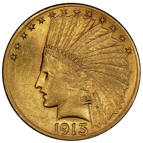1913 $10 Indian Gold Coin - About Uncirculated+