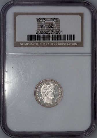 Proof 1913 Barber Dime - NGC PF 62 - Low 622 Mintage