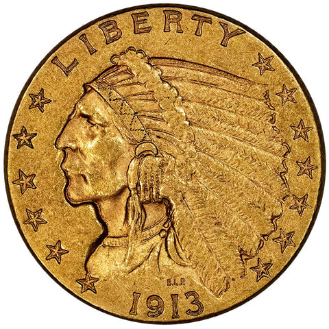 1913 $2.5 Indian Gold Coin - About Uncirculated