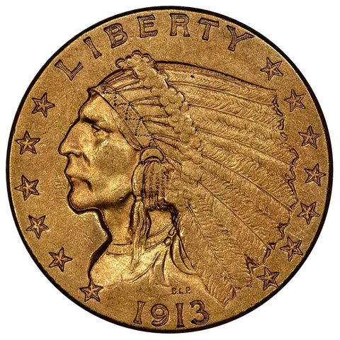1913 $2.5 Indian Gold Coin - About Uncirculated