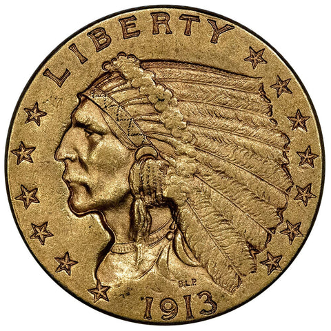 1913 $2.5 Indian Gold Coin - About Uncirculated
