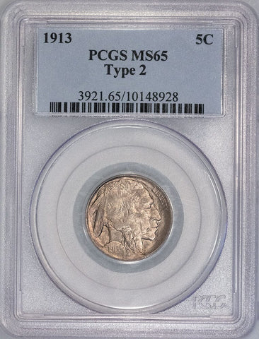 1913 Type 2 Buffalo Nickel - PCGS MS 65 - Gem Brilliant Uncirculated