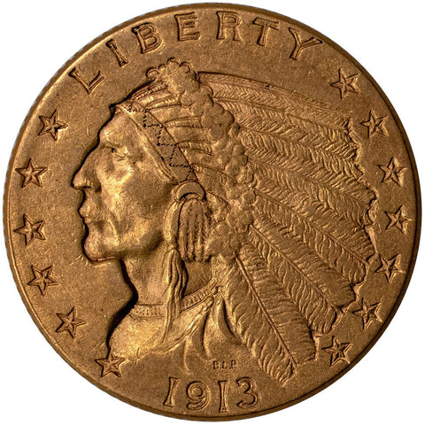 1913 $2.5 Indian Gold Coin - About Uncirculated