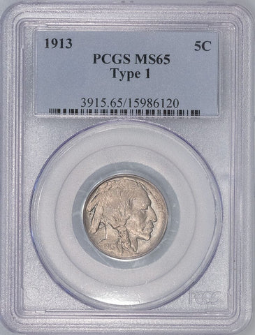 1913 Type 1 Buffalo Nickel - PCGS MS 65 - Gem Brilliant Uncirculated