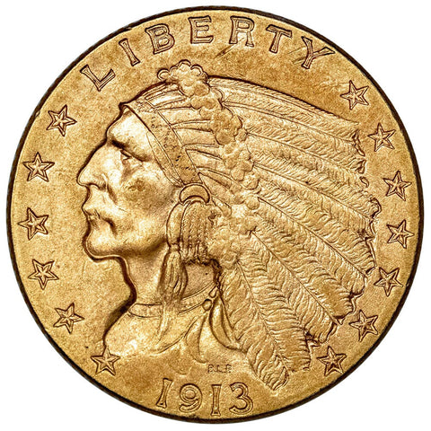 1913 $2.5 Indian Gold Coin - Brilliant Uncirculated