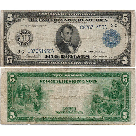 1914 $5 Federal Reserve Bank of Philadelphia Fr. 855c - Fine+