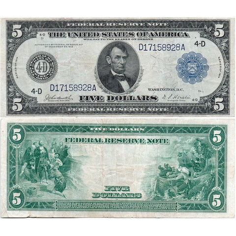 1914 $5 Federal Reserve Bank of Cleveland Note Fr. 858 - Very Fine
