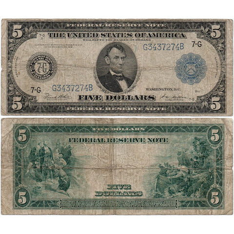 1914 $5 Federal Reserve Bank of Chicago Note Fr. 870 - Very Good
